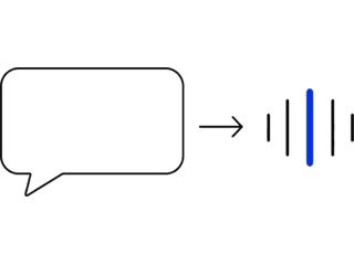 A speech bubble becoming a short waveform.