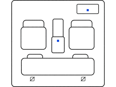 Overhead cabin drawing marking the USB data ports to use.